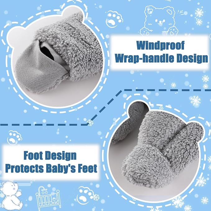 Fairy Baby Newborn Baby Winter Snowsuit Bear Thick Romper Footie Double Zip Hooded Jumpsuit Fleece Coat Infant Boy Girl 0-12M