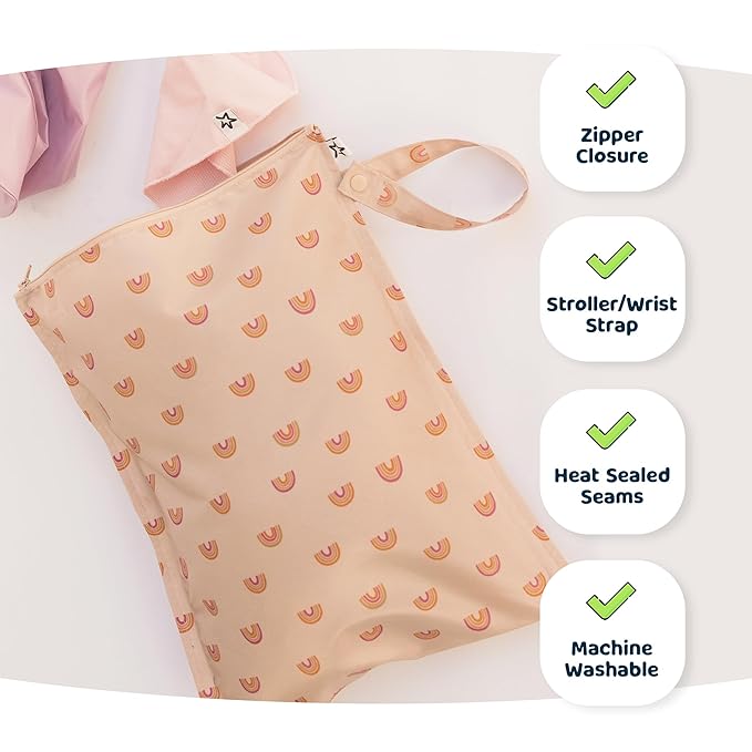 Tiny Twinkle Mess proof Waterproof Wet Dry Bag,2pk Reusable Wet Bags for Swimsuits&Baby Clothes,Leakproof Wet Bag,Waterproof Bag for Travel&Diaper bag,Wet Bags for Baby (Petite Safari)