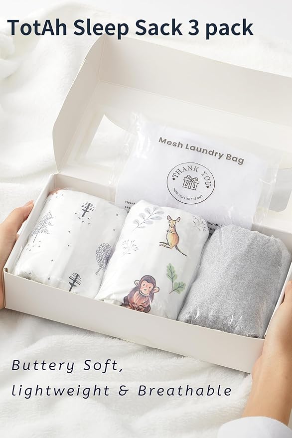TotAha Sleep Sack 6-12-15 Months 3-Pack, Stretchy Sleepsacks, Buttery Soft, Swaddle Transition Sleeping Bag, 2-Way Safe Zippers, Silky Comfort Baby Wearable Blanket for girl boy 0.5 TOG