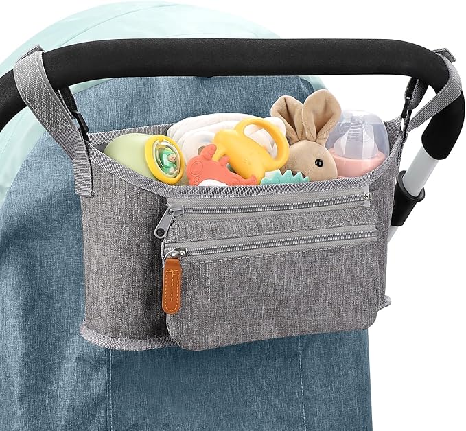 Accmor Universal Stroller Organizer with Detachable Phone Bag, Stroller Bag Caddy Organizer Stroller Accessories for Uppababy, Baby Jogger, Nuna, Doona, Britax Strollers