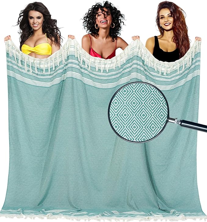 Oversized Turkish Beach Towel Blanket Cotton Giant XL Sandproof Towels Huge Linen XXL Extra Large Big Throw Quilt Blankets for Adults Cloud Travel Camping Glamping Accessories Essentials