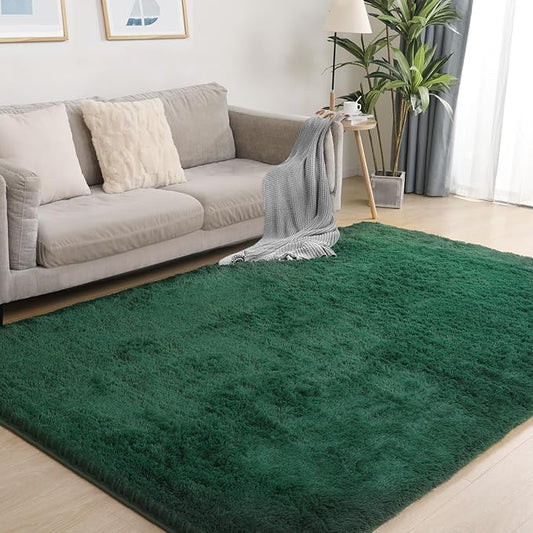 Ultra Soft Area Rug, Fluffy 8x10 Green Rugs for Living Room, Plush Area Rugs for Bedroom, Non-Slip Indoor Carpet for Nursery, Study Room, Kids Room, Room Decor