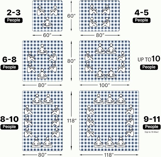 TigeJoy Extra Large Picnic Blanket Waterproof Foldable 80''x80'', Outdoor Picnic Mat Beach Blanket Sandproof for Park, Grass, Travel, Hiking, Camping Essentials, Gingham Picnic Blanket