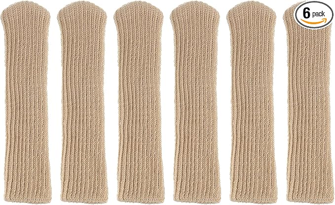 uxcell 6Pcs Door Handle Covers, Polyester Knitted Anti-Scald Door Knob Protector Door Knob Cover for Hot Doors and Cold Doors, Khaki