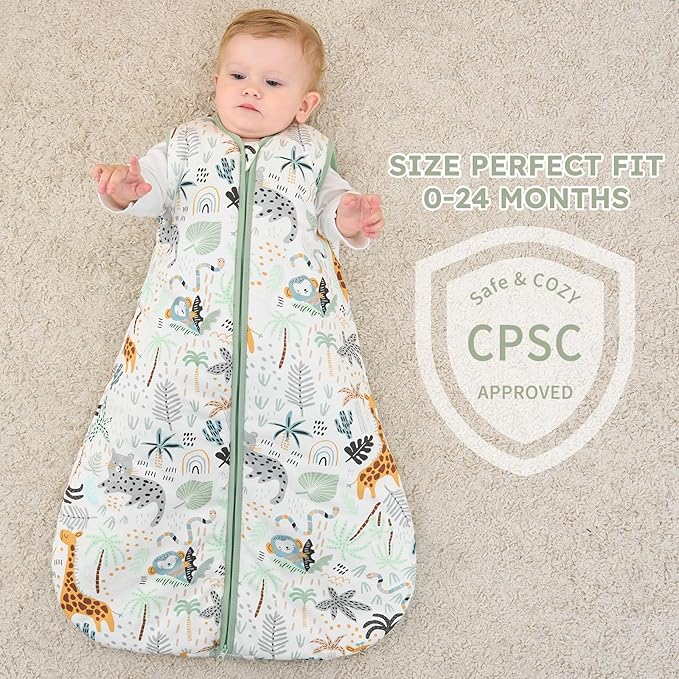 Yoofoss Baby Sleep Sack 6-12 Months, TOG 2.5 Baby Wearable Blanket with 2-Way Zipper, 100% Organic Cotton Fabric Winter Newborn Sleeping Sack, Warm Soft Comfy