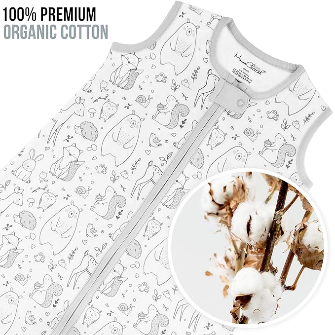 Mama Cheetah Baby Sleep Sack 0.5 TOG, Organic Cotton Baby Wearable Blanket with Two-Way Zipper, Swaddle Transition Baby Sleeping Bag for Newborn Infant Toddler Boy Girl, 0-3 Months