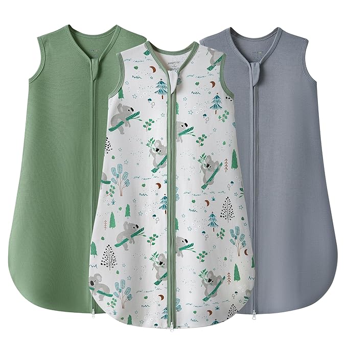 JELLYMONI Baby Sleep Sack 18-24 Months 100% Cotton Wearable Blanket, 0.5 TOG Soft Lightweight Toddler Sleeping Sack 3 Pack 2-Way Zipper Newborn Sleep Sacks