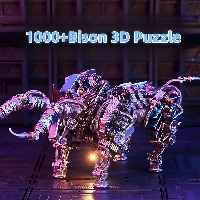 Adult 3D Metal Puzzles Bison Metal Model Kits 3D Metal Puzzles Mechanical Bulls Building Blocks Difficult DIY Assembly - High-end Gifts for Men