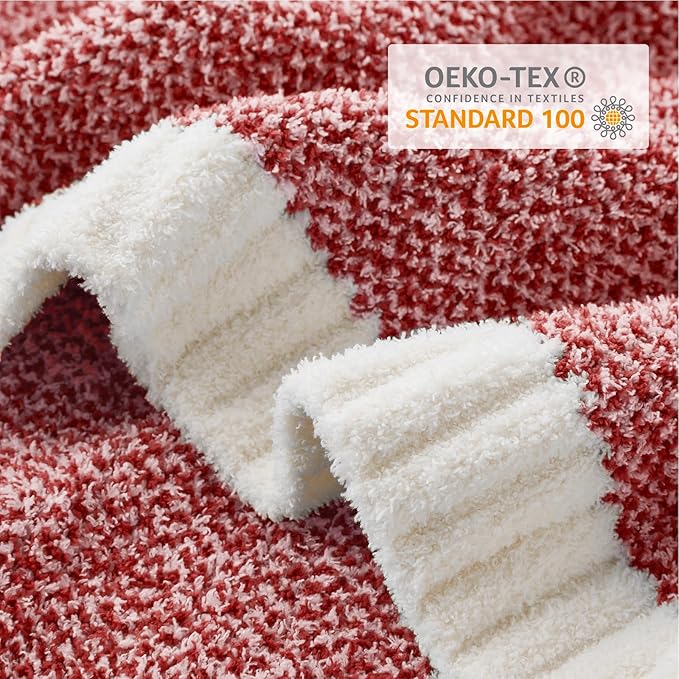 Snuggle Sac Christmas Red Blanket Twin Size, Ultra Soft Warm Fuzzy Knit Blanket Throws Dupes for Couch,Sofa, Bed, Heather Red, 60x80 inches