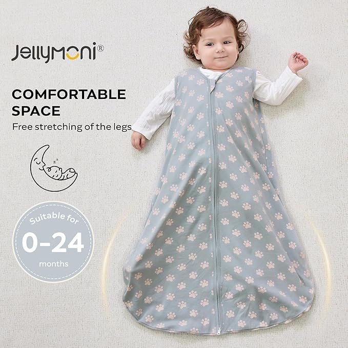JELLYMONI Baby Sleep Sack 12-18 Months Wearable Blanket for Baby, 100% Cotton 2 Pack Infant Toddler Sleeping Sack Lightweight Soft 2-Way Zipper Sleepsack