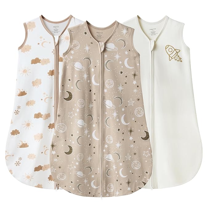 JELLYMONI Baby Sleep Sack 6-12 Months Wearable Blanket for Baby, 100% Cotton 2 Pack Infant Toddler Sleeping Sack Lightweight Soft 2-Way Zipper Sleepsack