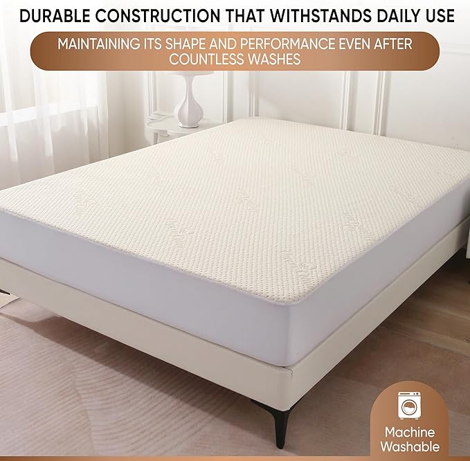 Luxury Waterproof Organic Mattress Protector Full - Organic Cotton Breathable Mattress Pad Cover - New 380 GSM Comfort - Deep Pocket - Jersey Cotton Skirt - Fitted Comfort