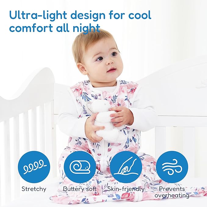 TotAha Sleep Sack 6-12-15 Months 3-Pack,Stretchy,Buttery Soft Swaddle Transition Sleeping Bag,Light Baby Wearable Blanket with 2-Way Safe Zippers for Boys and Girls, 0.5 TOG