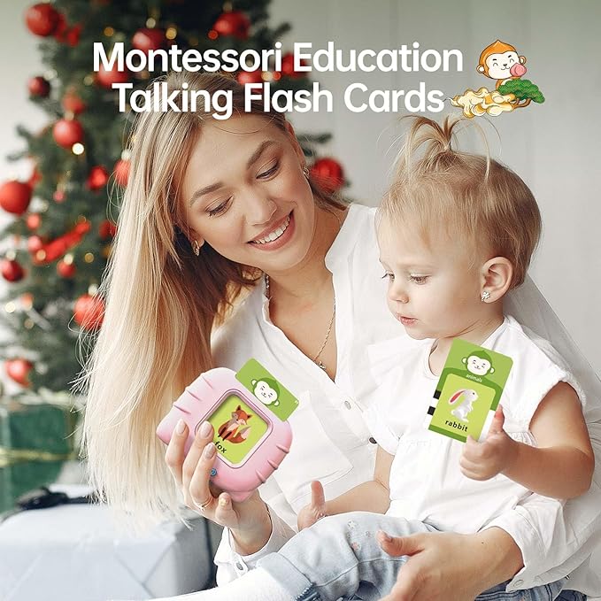 Toddler Gifts Talking Flash Cards for 1 2 3 4 5 Year Old Boys and Girls, Autism Sensory Toys for Autistic Children, Learning Educational Montessori Speech Therapy, 296 Pro Words Pink