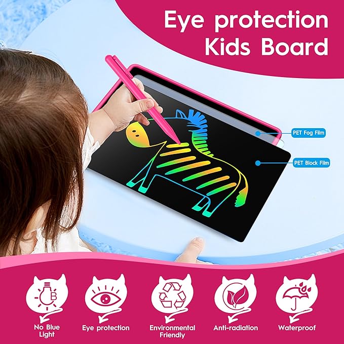 20 Inch LCD Writing Tablet for Kids, Children's Art Toys, Educational and Learning Drawing Kits, Birthday and Christmas Gifts for Boys and Girs Aged 3-12+, Pink