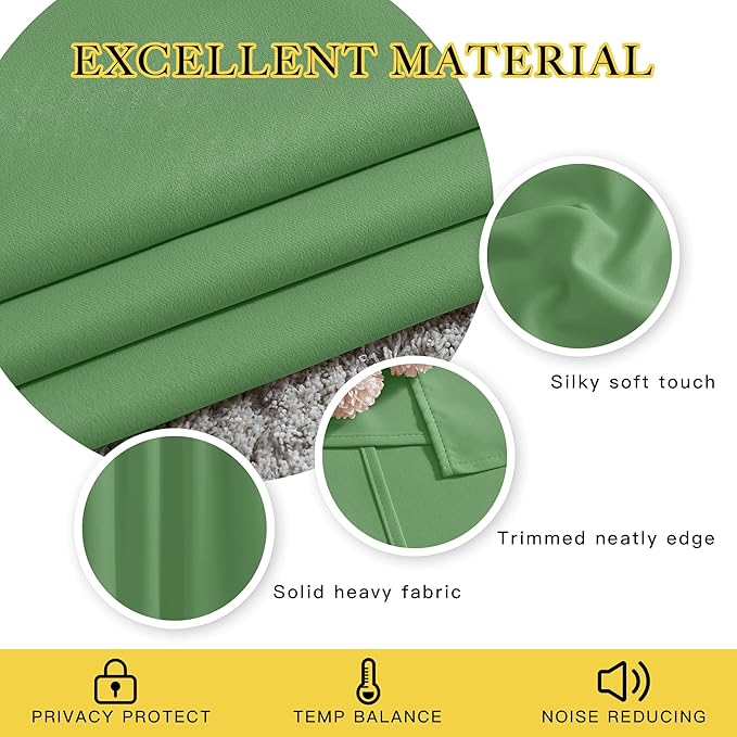 NICETOWN Patio Glass Door Panels - (52 inches Wide x 120 inches Long, Forest Green, 1 Pair) Blackout Curtains for Window Decoration, Privacy Panel Drapes for Dining Room and Guest Room