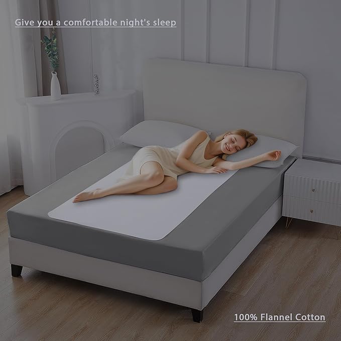 Washable Underpads, 34" x 52" (Pack of 4) Extra Heavy Absorbency ,100% Waterproof Mattress Protector,Flannel Cotton Underpads for Kids, Adults,Pets,Bed, Couch, Sofa, Floor,Home