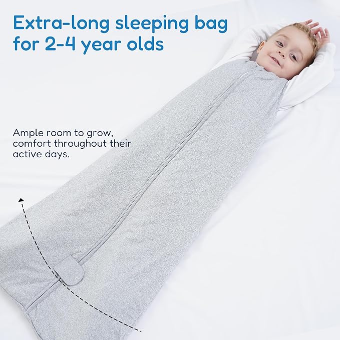 TotAha Toddler Sleep Sack 1.0 TOG for 2T-3T-4T, Soft Wearable Blanket Baby Sleep Bag with 2-Way Safe Zippers,Fluffy Extra Large Sleeping Sacks, Grey
