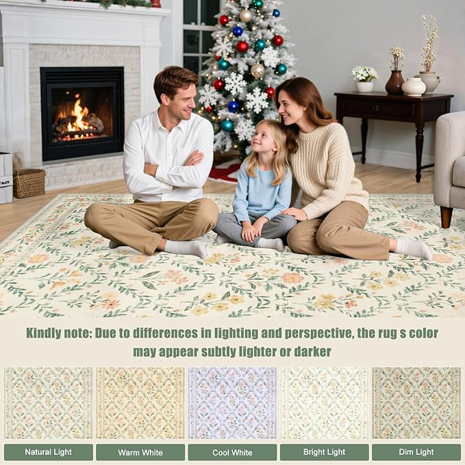Entryway Rug 2X3 Small Rugs: Floral Washable Door Mat Vintage Soft Low Pile Non-Slip Kitchen Rugs Stain Resistant Indoor Throw Rug for Entrance, Bedroom, Kitchen, Laundry, Bathroom Beige/Multi