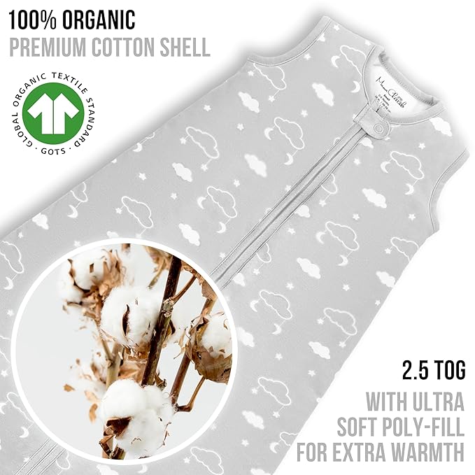 Mama Cheetah Baby Sleep Sack 2.5 TOG, Winter Baby Sleeping Bag with 2-Way Zipper, Organic Cotton Swaddle Transition Wearable Blanket for Boy Girl Infant Toddler, 6-12 Months, 1-Pack
