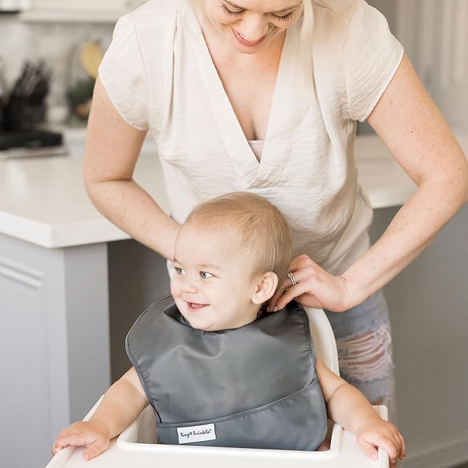 Tiny Twinkle Mess Proof Baby Bibs for Eating - Waterproof, Wipeable Bibs - Toddler Bib- Travel Friendly - PFAS, PVC, BPA, Phthalate Free - Baby Food Bib (3 Pack,Dinosaur)