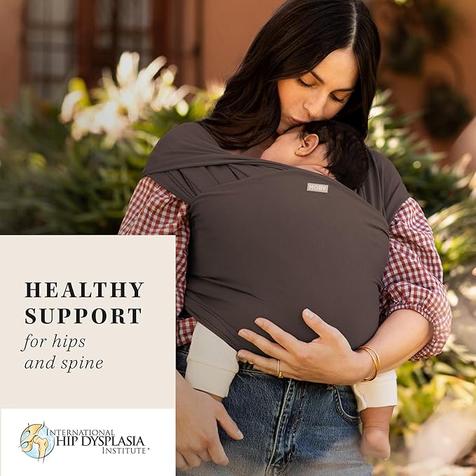 Moby - Classic Baby Wrap Carrier for Newborns & Infants, Hands-Free Newborn Wrap Swaddle Holder - Hickory