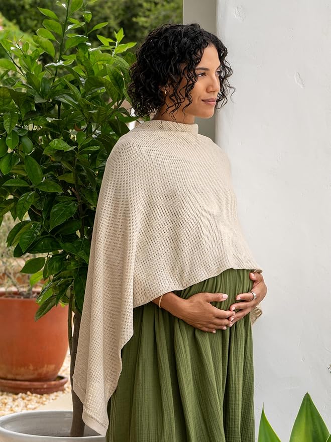 We are Amma | The Cocoon™ - Newborn Essentials Must Haves: Nursing Cover for Breast Feeding Essentials | Nursing Sweater Used as Breastfeeding Cover (Natural, One Size)