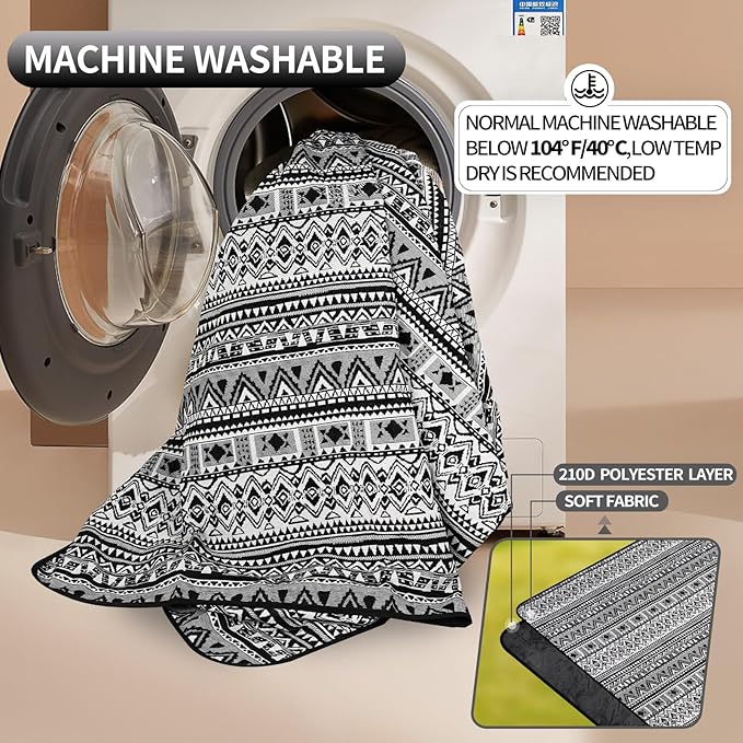 Picnic Blankets Outdoor Extra Large-Waterproof Picnic Blanket with Shoulder Carry Strap | Machine Washable Picnic Mat with Sandproof Backing for Park , Grass, Camping, Hiking, Concerts (Black)