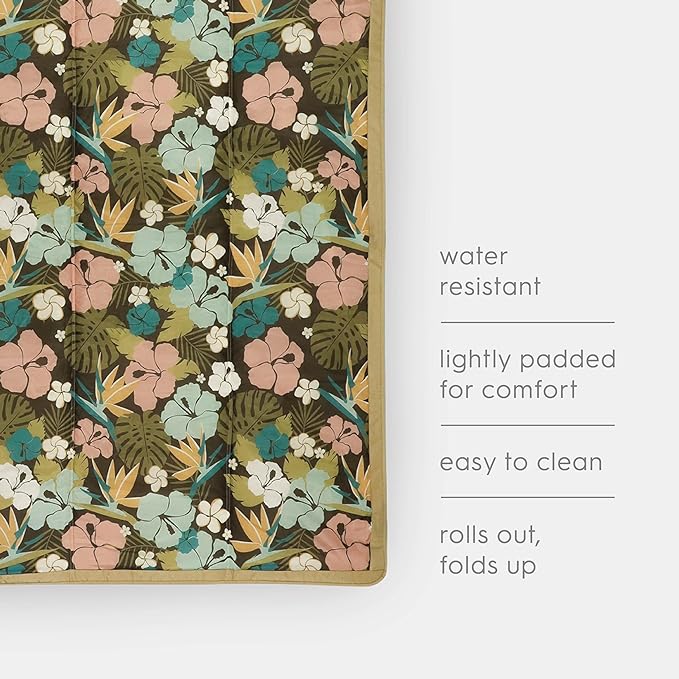 Little Unicorn 5'x7' Outdoor Family Picnic & Beach Blanket | Durable & Water-Resistant Fabric | Compact Fold & Easily Wipes Clean | Zipper Pocket (Hibiscus)