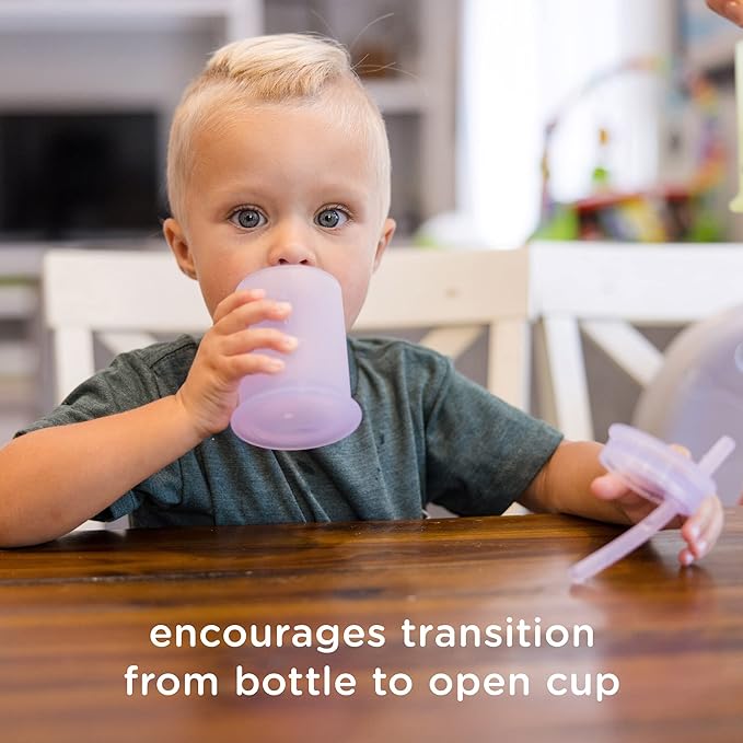 Olababy Silicone Training Cup with Straw Lid | Babies Water Drinking Cup | 6+ Mo Infant To 12-18 Months Toddler | Sippy Cup For Kids & Smoothie Cup | Baby Led Weaning (Lilac, 5 oz)