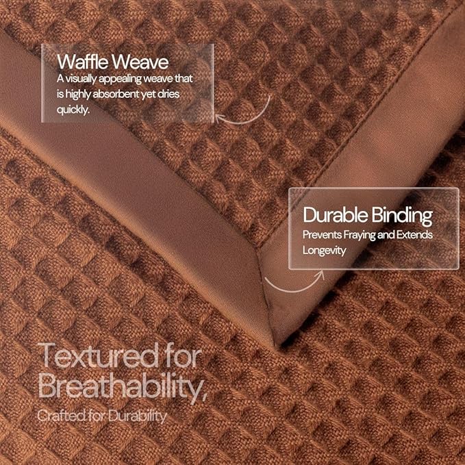 Salt Earth GOTS Certified 100% Organic Cotton Throw Blanket, 108"X90" Blankets & Throws for Bed, Throw Blanket for Couch,Modern & Cozy Blanket, All Season Waffle Blanket, Soft Blanket (Potting Soil)