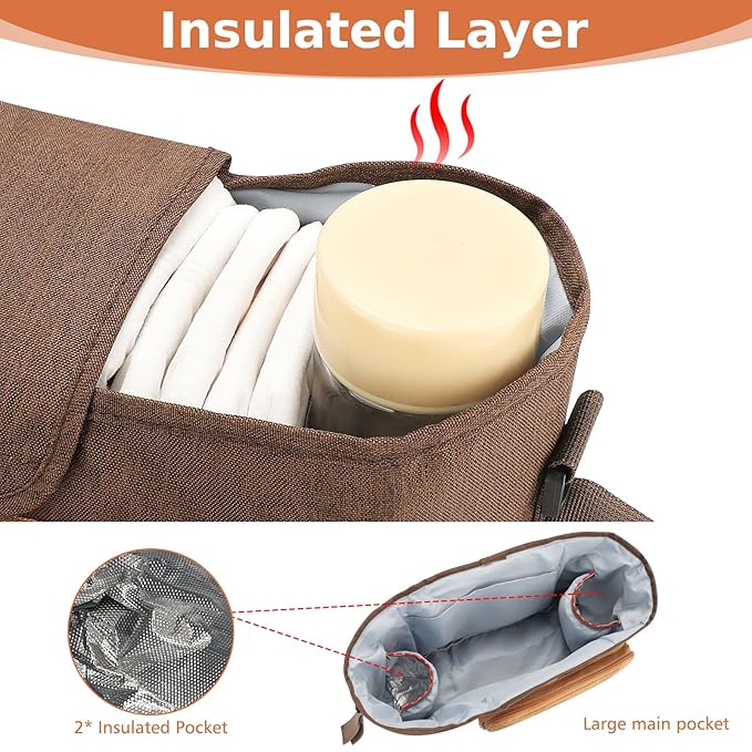 Accmor Universal Stroller Organizer with Insulated Cup Holder, Stroller Caddy Bag Accessories, Stroller Cup Holder Organizer for Uppababy Baby Jogger Britax Stroller, Brown