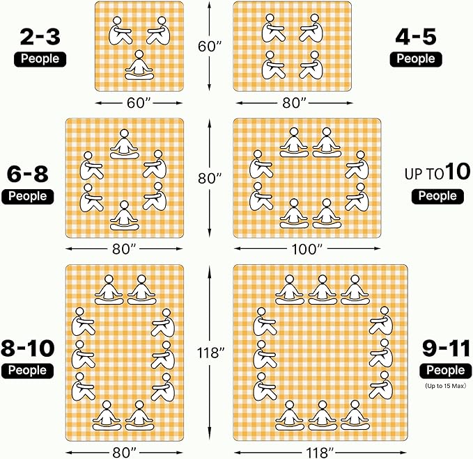 TigeJoy Extra Large Picnic Blanket Waterproof Foldable 80''x118'', Outdoor Picnic Mat Beach Blanket Sandproof for Park, Grass, Travel, Hiking, Camping Essentials, Gingham Picnic Blanket