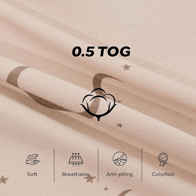 JELLYMONI Baby Sleep Sack 0-6 Months, 100% Cotton 3 Pack 0.5 TOG Baby Wearable Blanket Infant Sleep Sack with 2-Way Zipper Newborn Sleep Sacks