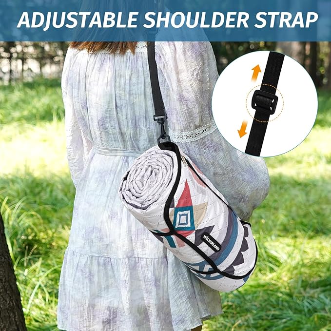 Picnic Blankets Extra Large - Beach Blanket Waterproof Sandproof with Shoulder Strap, Machine Washable, Outdoor Blanket with Stakes for Grass Concert, Park, Lawn,Travel,Spring Summer. Navy