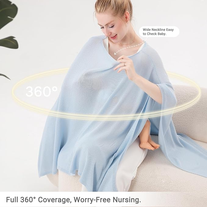 Nursing Cover for Breastfeeding – Privacy Breast Feeding Covers for Women – Soft Lyocell Fabric, Lightweight & Breathable – Multi-Use Scarf, Shawl, Baby Blanket – One Size – with Laundry Bag