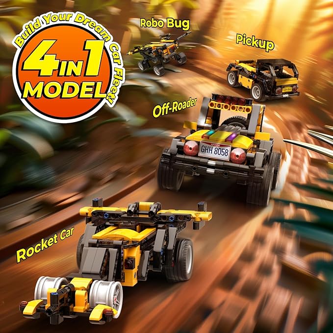 Robot R 4-in-1 Robot Building Kit, APP Remote Control STEM Coding Toys, Educational Gifts for Boys Girls Kids Ages 6-12, 4 Control Modes (300 Pieces)