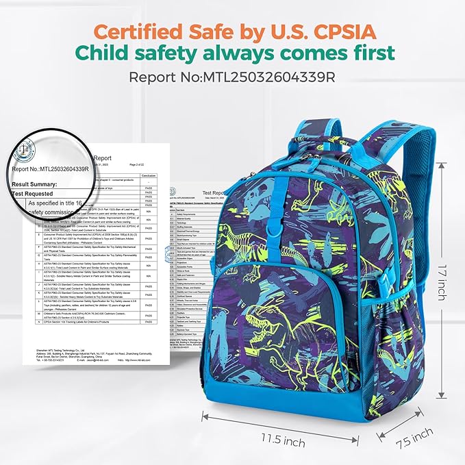 Choco Mocha Shark Backpack for Boys, Elementary School Backpack for Boys Ages 6-8 Kids Kindergarten Backpack Bookbag 17 Inch with Chest Strap