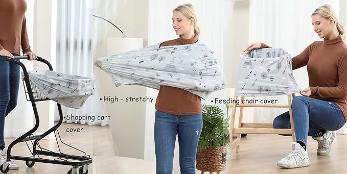 Multi-use Cover Carseat Canopy - Car Seat Covers for Babies, Breastfeeding Cover (Grey Grove)