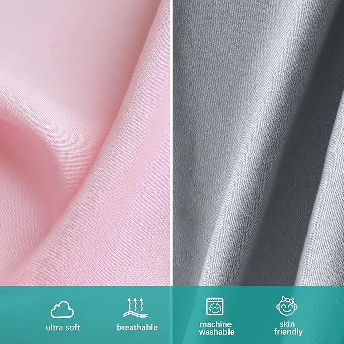 4-Pack Fitted Crib Sheets for Boys and Girls - Breathable, Soft Microfiber Baby Sheets in Dark Grey & Pink