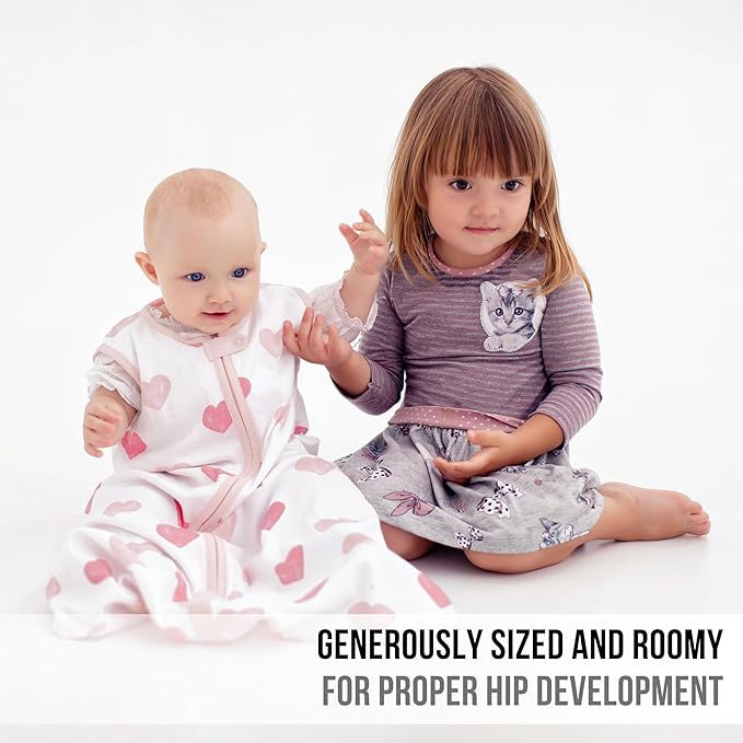 Baby Sleep Sack 1.0 TOG, Organic Cotton Baby Wearable Blanket with Two-Way Zipper, Swaddle Transition Baby Sleeping Bag, All-Season Sleep Sack for Newborn Infant Toddler Boy Girl, 2-Pack, 0-6 Month