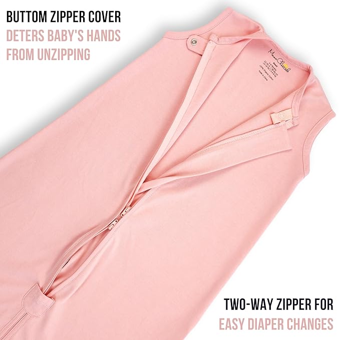 Baby Sleep Sack 1.0 TOG, Organic Cotton Baby Wearable Blanket with Two-Way Zipper, Swaddle Transition Baby Sleeping Bag, All-Season Sleep Sack for Newborn Infant Toddler Boy Girl, 2-Pack