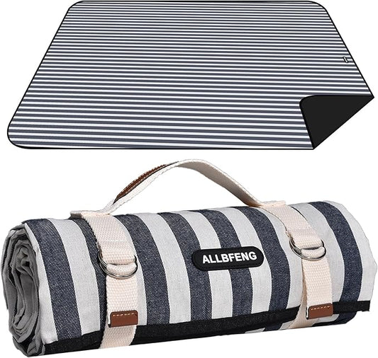 Picnic Blankets 80" x 60" Extra Large Outdoor Blanket Sand Free Foldable with Carry Strap for Beach, Camping, Park Grass, Hiking, Travel, Concerts, Indoors