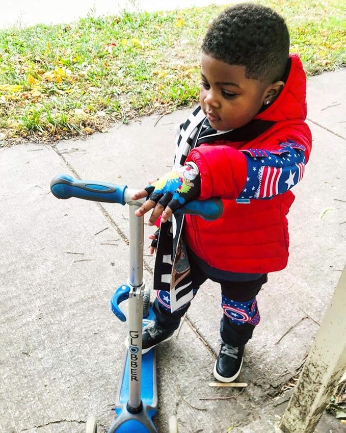 Soft-Style Kids Knee and Elbow Pads with Bike Gloves, Flexible Impact-Resistant Gear for Ages 2-11, Designed for Balance Bikes, Roller-Skating, and Skateboarding