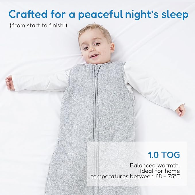 TotAha Toddler Sleep Sack 1.0 TOG for 2T-3T-4T, Soft Wearable Blanket Baby Sleep Bag with 2-Way Safe Zippers,Fluffy Extra Large Sleeping Sacks, Grey