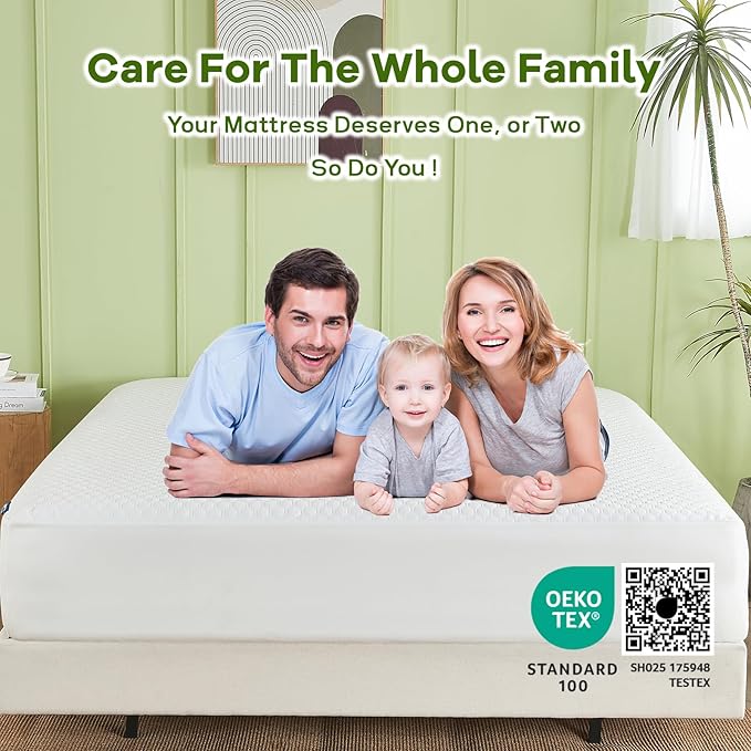 Premium Tencel Queen Mattress Protector in White, Natural and Skin Soft, Enjoy Our Waterproof Mattress Cover Fitted with A Deep Pocket, Hypoallergenic, Breathable, Noiseless and Absorbent