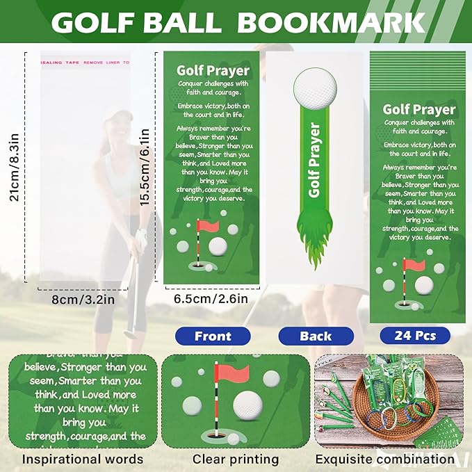 LiYiQ 72 Pcs Golf Party Favors Golf Team Gifts Golf Goodie Bags Stuffers Golf Ballpoint Pens Bookmark Card and Silicone Bracelet