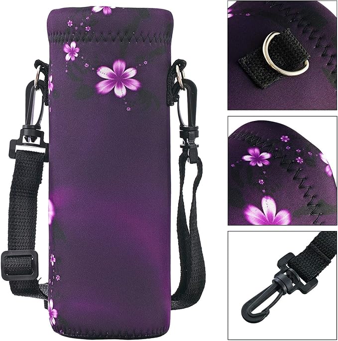 RICHEN Neoprene Water Bottle Carrier Bag with Adjustable Shoulder Strap,Insulated Water Bottle Cover for Stainless Steel/Glass/Plastic Bottles