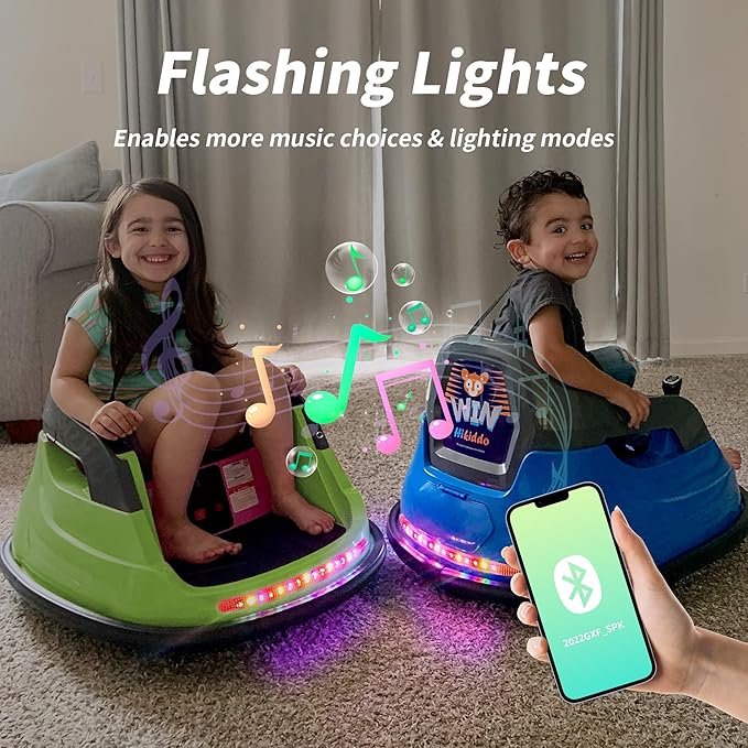 12V Kids Bumper Car, Electric Baby Bumper Car for Toddlers with Remote Control, 3 Speeds - Green