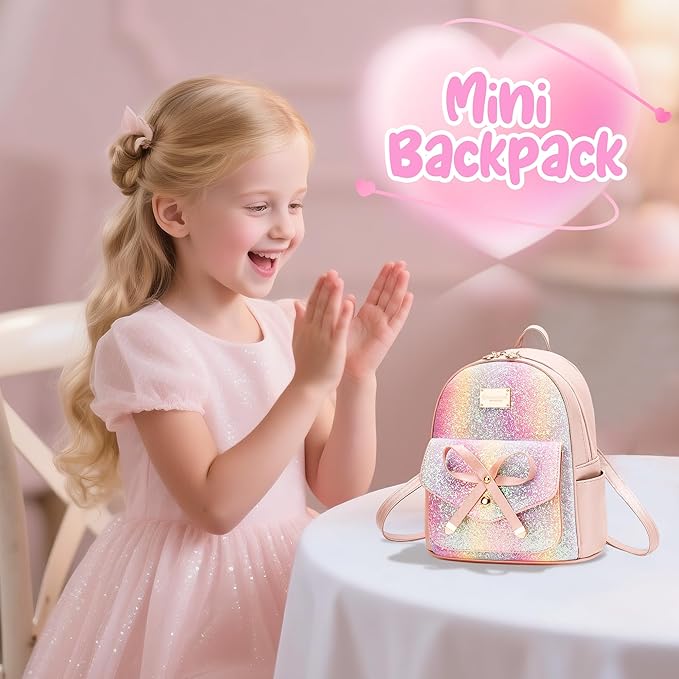 I IHAYNER Girls Bowknot Cute Leather Backpack Mini Backpack Purse for Women